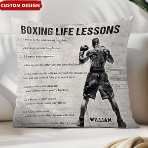 Personalized Boxing Life Lessons Pillow - Gift For Boxing Lovers