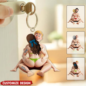 Personalized Playful Hugging Couple Acrylic Keychain