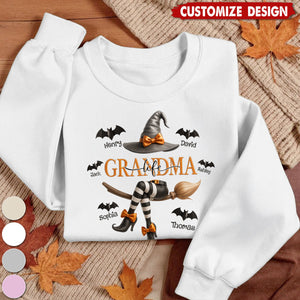 Grandma Life Witch 3D Effect Personalized Halloween Sweatshirt