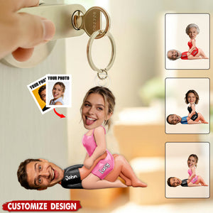 Personalized Naughty Photo Acrylic Keychain - Gifts For Couple