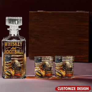 Whiskey And Football - Personalized Football Whiskey Decanter Set
