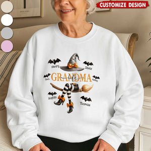 Grandma Life Witch 3D Effect Personalized Halloween Sweatshirt