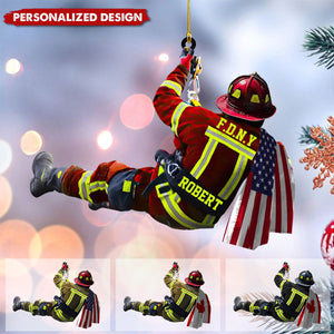 New Release Personalized US/CA Firefighter Name & Department Car Hanging Ornament And Christmas Ornament