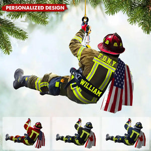 New Release Personalized US/CA Firefighter Name & Department Car Hanging Ornament And Christmas Ornament