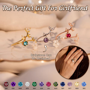 Personalized Mother of Pearl Sakura Birth Flower Ring-Gift For Her/Him