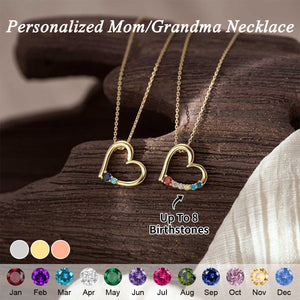 Personalized Heart Birthstone Necklace-Mothers Day Gift for Her