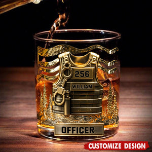 Personalized Police Officer Whiskey Glass - Serve And Protect
