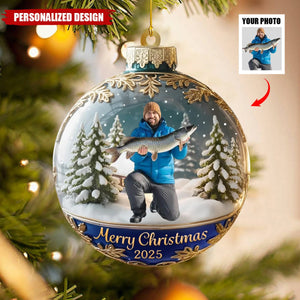 Personalized Fishing Photo 2025 Ornament-Gift For Fishing Lover