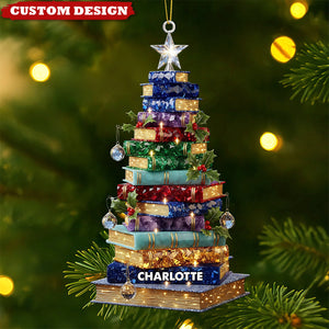 Christmas Book Tree Ornament - Personalized Gifts For Book Lovers
