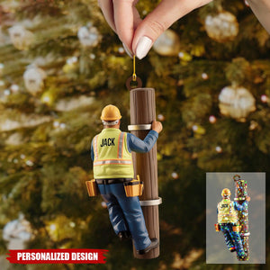 Personalized Lineman Christmas Ornament