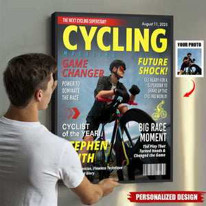Personalized Cycling Magazine Cover Poster, Bicycling Gift for Cyclists