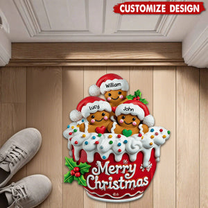 Personalized Gingerbread Doormat/ Rug - Christmas Gift For Family