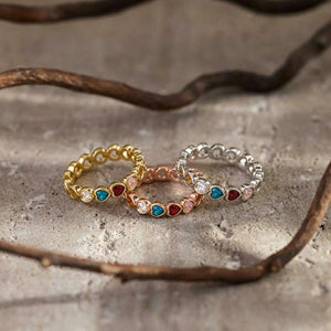 Personalized Birthstone Heart Ring - Mother's Day & Anniversary Gift
