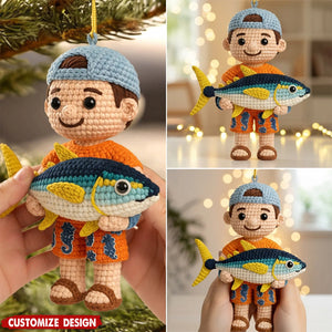 Custom Photo Crochet Ornament - Personalized Christmas Birthday Fishing Gifts For Fisherman - Master Baiter Since Day One