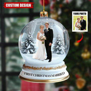 Our First Christmas Married,Engaged - Personalized Photo Ornament - Gifts For Couple