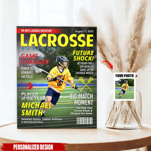 Custom Lacrosse Magazine Cover Poster, Gift For Lacrosse Player