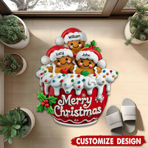 Personalized Gingerbread Doormat/ Rug - Christmas Gift For Family
