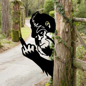 Peek-a-Boo Flipping Off Bigfoot Metal Sign – Flipping the Bird Edition - Bigfoot Says Your #1