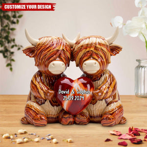 Personalized Highland Cow Couple Acrylic Plaque - Gift For Husband Wife, Anniversary