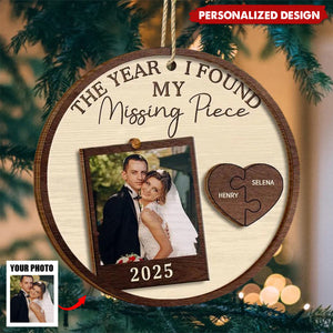 The Year I Found My Missing Piece-Personalized Photo Couple Ornament