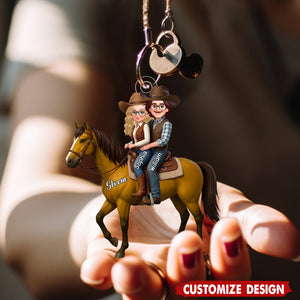 Personalized Horse Couple Acrylic Keychain - Gift For Couple, For Horse Lovers
