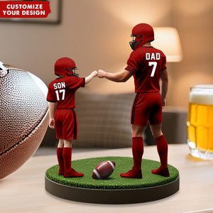 Football Dad And Kid - Personalized Acrylic Plaque, Father's Day Gift for Dad, Gift for Husband