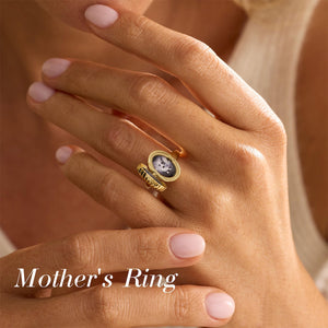 Custom Birthstone Photo Locket Ring - Perfect Gift for Her