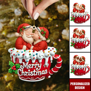 Growing Old Together-Personalized Santa Couple Acrylic Ornament