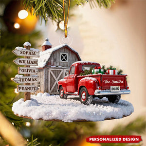 Personalized Truck Barn House Christmas Ornament-Gift For Family