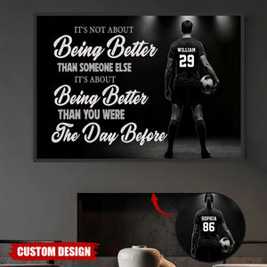 Motivational Soccer Girl Canvas Painting, It's About Being Better Wall Art Decor, Poster Gift For Soccer Lovers