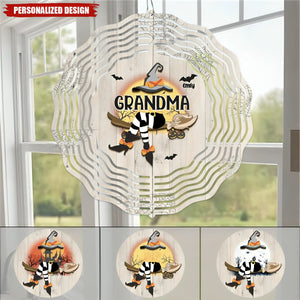 A Candy A Day Keeps The Monsters Away-Family Personalized Custom Wind Spinner-Halloween Gift For Mom,Grandma