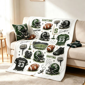 Personalized American Football Blanket, American Football Gift