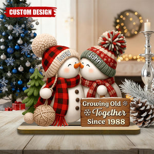 Snowman Couple Light Box - Romantic Winter Gift Plaque