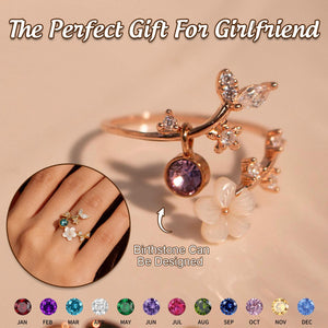 Personalized Mother of Pearl Sakura Birth Flower Ring-Gift For Her/Him