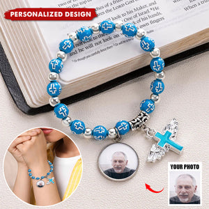 Personalized Cross Commemorative Bracelet with Photo-Memorial Gift For Friend Or Family