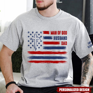 Man Of God, Husband, Dad, Papa-Personalized Shirt-Father's Day Gift