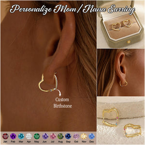 Personalised Birthstone Heart Earrings-Mother's day gift
