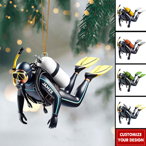 Personalized Acrylic Diver Ornament, Custom Scuba Diving Christmas Decoration