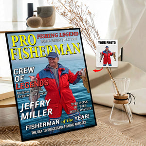 The Legend Reels On” Personalized Photo Magazine Cover Poster - Personalized Funny Fishing Gift for Fisherman