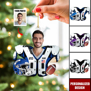 Personalized American Football Upload Image Christmas Ornament-Gift For American Player