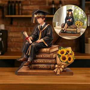 Personalized Graduation Wooden Block Plaque, Custom Name Grad Gift, Class of 2026 Keepsake