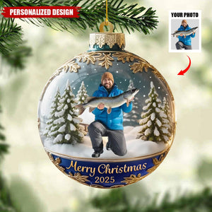 Personalized Fishing Photo 2025 Ornament-Gift For Fishing Lover