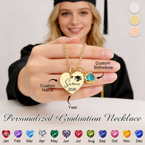 Personalized Graduation Birthstone Heart Necklace