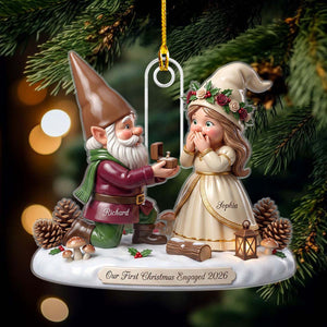 First Christmas Engaged Ornament 2026, Personalized Couple Engagement Gift