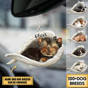 Personalized Dog Sleeping Angel Car Hanging Ornament- Double Sides Printed