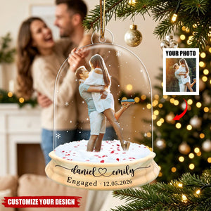 Personalized Proposal Photo Engagement Ornament, Wedding Decor Gift For Couple