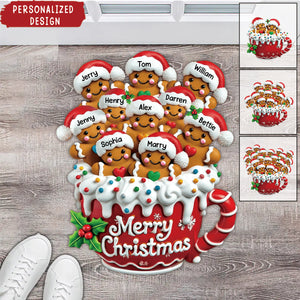 Merry Christmas-Personalized Gingerbread Doormat/ Rug Gift For Family
