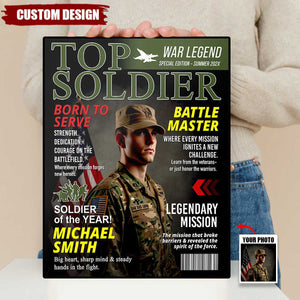 Army Gift Soldier Custom Magazine Cover Poster, Personalized Solider Magazine Cover Poster, Army Retirement Gift for Navy Marine Air Force, Army Gift for Him