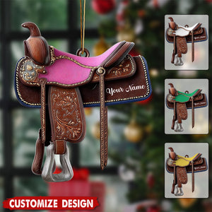 Personalized Western Horse Saddle Ornament - Gift for Riders Cowboy Cowgirl