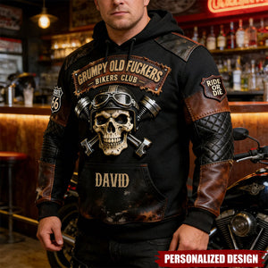 Personalized Vintage Biker Skull Hoodie Gift For Bikers